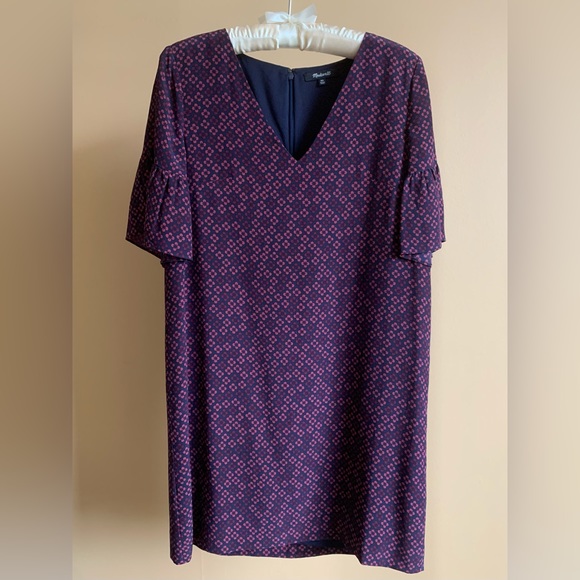 MADEWELL Clover Print Silk Bell Sleeve Dress 00 - Picture 5 of 8
